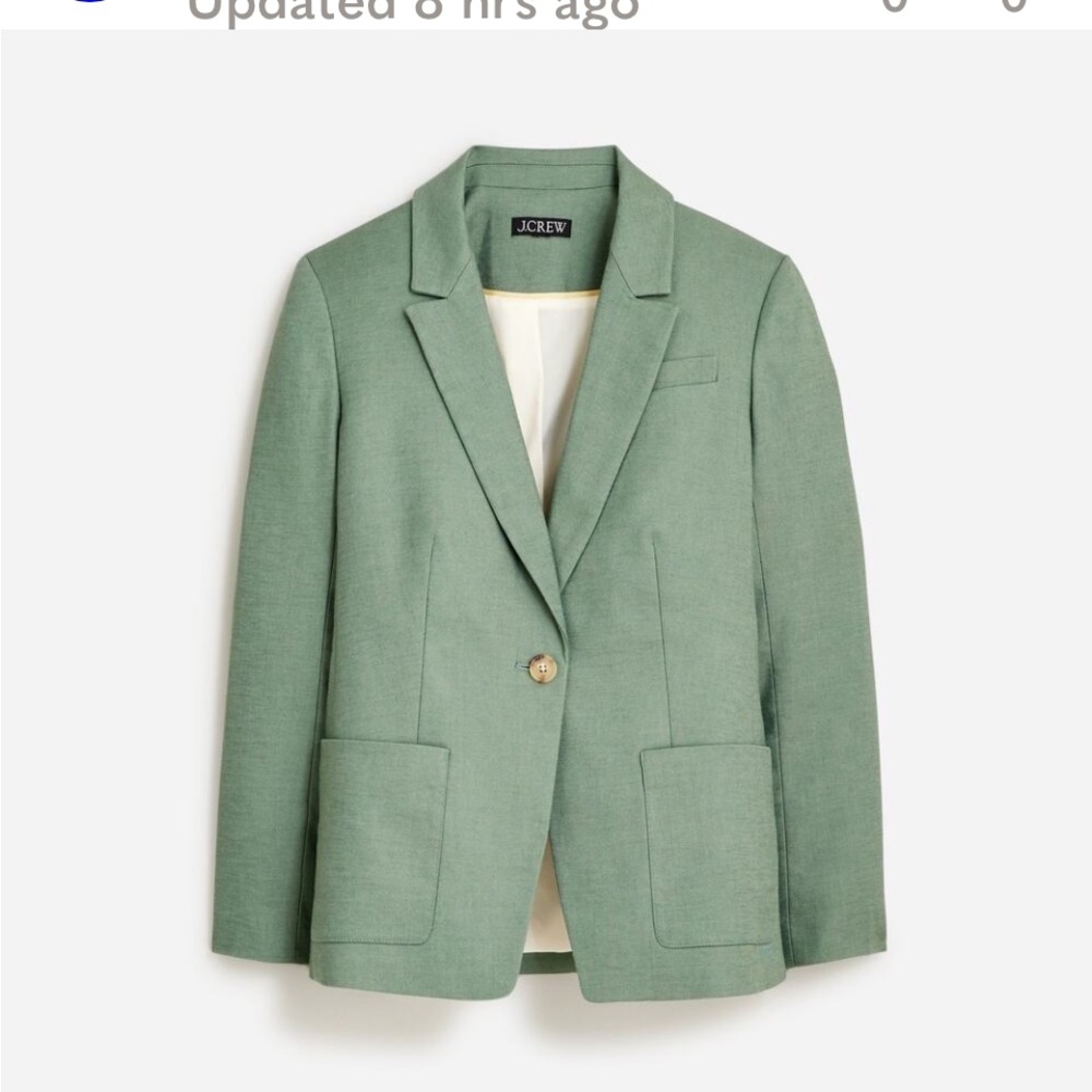 J crew Helena blazer in beautiful sea green linen
